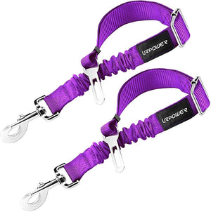 URPOWER Cinturón de seguridad para perro, 2 unidades, cinturón de seguridad ajustable para mascotas, cinturón de seguridad para vehículos, nailon, resistente, elástico y duradero, cinturón de asiento de coche para perros, gatos y mascotas - BESTMASCOTA.COM