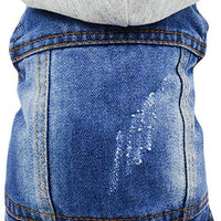 SILD Pet Clothes Dog Jeans Jacket Cool Blue Denim Coat Small Medium Dogs Lapel Vests Classic Hoodies Puppy Blue Vintage Washed Clothes - BESTMASCOTA.COM