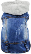 SILD Pet Clothes Dog Jeans Jacket Cool Blue Denim Coat Small Medium Dogs Lapel Vests Classic Hoodies Puppy Blue Vintage Washed Clothes - BESTMASCOTA.COM