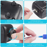 Bomba de aire de acuario Rifny, kit de bomba de aire ajustable con válvula de aire de doble salida, bomba de oxígeno del tanque de peces con piedras de aire válvulas de retención de tubo de silicona para 1-80 galones - BESTMASCOTA.COM