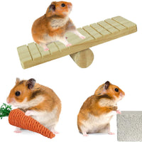 YUEPET Chinchilla Toys Guinea Pig Gerbil Rat Hamster Chew Toys Accessories Natural Wooden Seesaw Ladder Teeth Care Molar Toy for Bunny Rabbits Gerbils (Pack of 10) - BESTMASCOTA.COM