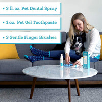 Kit dental premium para mascotas de Oxyfresh: el mejor tratamiento para el mal aliento para perros y gatos – Solución fácil y segura y eficaz – Tamaño de viaje – Pasta de dientes para mascotas sin sabor, cepillo de dedos para mascotas y spray dental para - BESTMASCOTA.COM