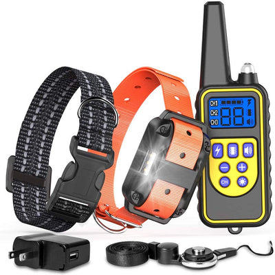 FunniPets Collar de entrenamiento para perro con mando a distancia, resistente al agua, cuello de choque para perros de raza mediana y grande con 4 modos de entrenamiento, ligero, vibración - BESTMASCOTA.COM