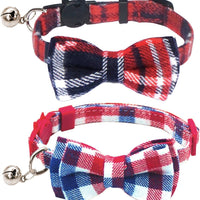 KUDES - Juego de 2 collares para gato con pajarita y campana para gatitos y algunos cachorros, ajustable de 7.8 a 10.5 pulgadas - BESTMASCOTA.COM