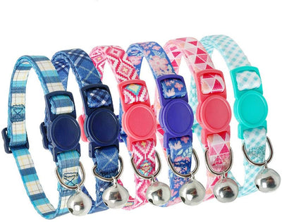 Didog - 6 collares de gato de color fresco con campana, de nailon suave y ajustable, con hebilla de seguridad, para gatitos, perros pequeños - BESTMASCOTA.COM