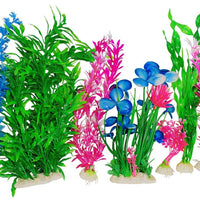 Otterly Pets Plantas de plástico para decoración de peceras grandes artificiales, decoración de acuario y accesorios, paquete de 8 - BESTMASCOTA.COM