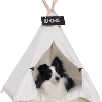 Little Dove Teepee Dog & Cat – Cama perro Tiendas de campaña portátil & Pet Casas Beige para Perros Pequeños Color 24 inch (con o sin cojín opcional) - BESTMASCOTA.COM
