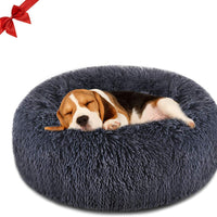 FOCUSPET Cama para perro o gato, cama para mascotas de piel sintética, redonda, cómoda, tamaño de 23 pulgadas y 30 pulgadas, cama ultra suave y calmante para perros y gatos, cama con cojín para dormir de auto calentamiento interior - BESTMASCOTA.COM