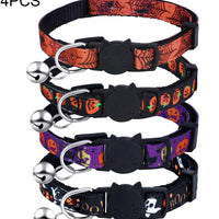 Frienda - 4 collares para gatos de Halloween, ajustables con campana, incluye patrones de calabaza fantasma para Halloween, fiestas, gatos, accesorios de aseo - BESTMASCOTA.COM