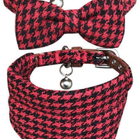 Azuza - Collares para gato pequeño con campanas extraíbles, 2 unidades de collares de piel sintética con pajarita y bandana - BESTMASCOTA.COM
