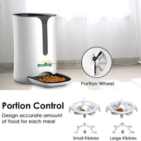 RICHDOG Alimentador automático para gatos, temporizador programable y control de porciones para cada comida, grabadora, enchufe de pared USB y baterías, alimentador automático para gatos para todos los animales pequeños (hasta 4 comidas/día 7 L) - BESTMASCOTA.COM