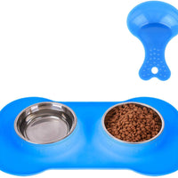 Hubulk - Cuencos para perros, 2 cuencos de acero inoxidable con alfombrilla de silicona antideslizante antiderrames + cuencos de agua y alimentos para alimentar perros pequeños, medianos, grandes, gatos, cachorros - BESTMASCOTA.COM