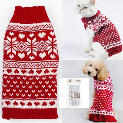 bolbove suéter de cuello alto para mascota rojo copo de nieve para perros pequeños y gatos. Prendas de punto - BESTMASCOTA.COM