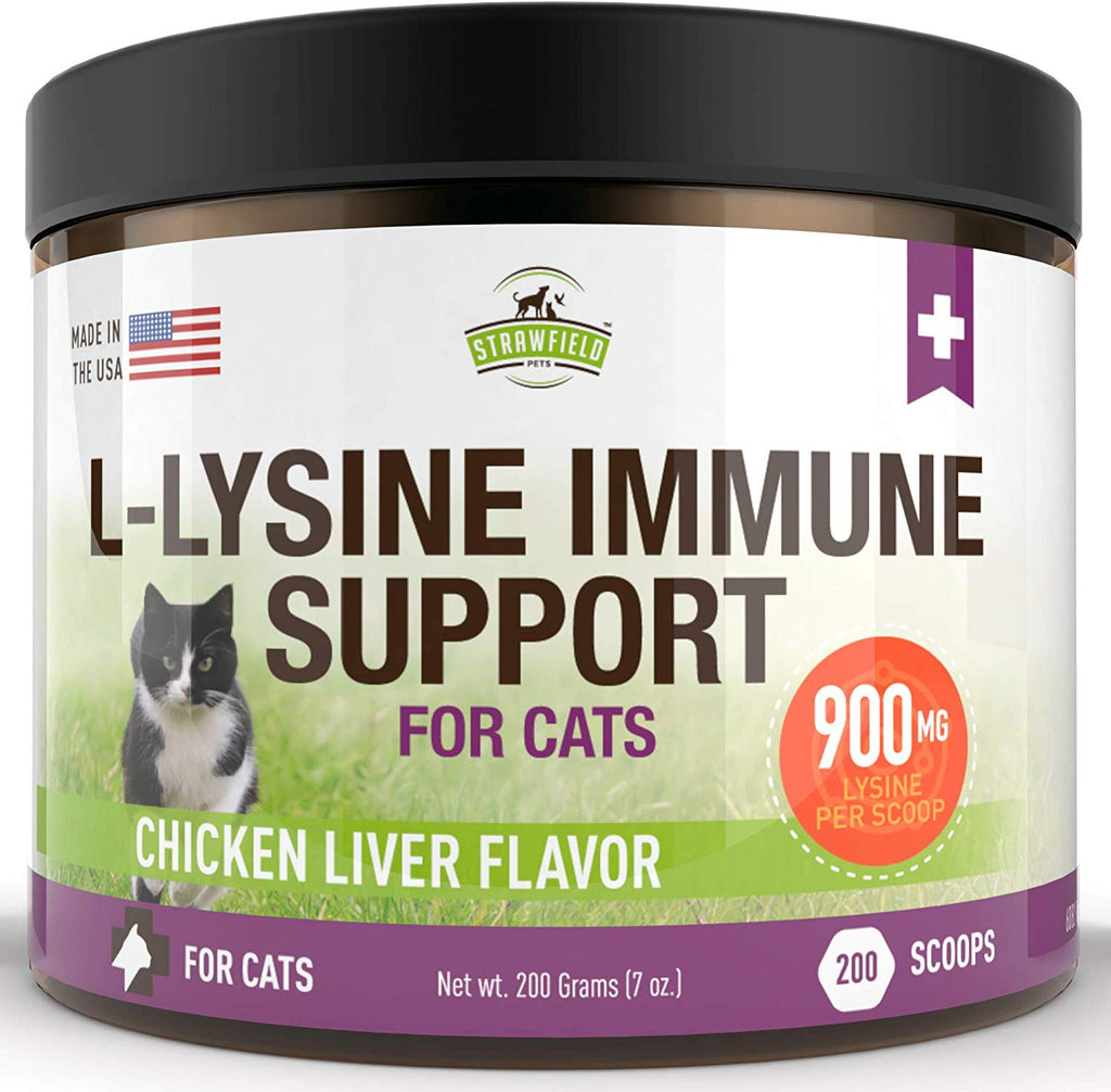 Strawfield – Limina para mascotas para gatos – el mejor suplemento de polvo L-lisine para todo el sistema de inmunización natural – Ayuda a mantener la salud respiratoria y de los ojos – 900 mg por servir – 8oz – Fabricado en los Estados Unidos - BESTMASCOTA.COM