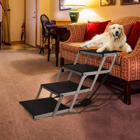 Snagle Paw Escalera portátil para perro, marco de aluminio de acordeón, rampa plegable para mascotas para uso en interiores y exteriores, escalera para mascotas liviana y grande para coches, camiones, SUV y cama alta - BESTMASCOTA.COM