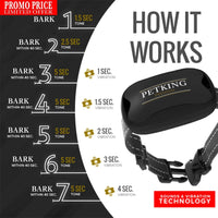 petking – eficaz anti corteza Collar de perro | Seguro & hummane no ladridos de dispositivo de control para detener tamaño pequeño, mediano y grande razas | Sin golpes spray o ayuda | Mejor 2018 anti-ladrido sonido y tecnología de vibración - BESTMASCOTA.COM