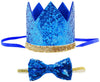 Perktail Cute Pet Birthday Crown Hat and Bow tie Collar Set for Dog Cat Birthday Party Supplies - BESTMASCOTA.COM