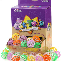 chiwava 48pcs 1.6" gato juguete bola con Bell de plástico entramado de Jingle Balls gatito Chase Pounce Sonajero Juguete Assorted Color - BESTMASCOTA.COM