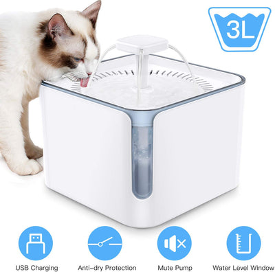 Nemobub Fuente de agua para mascotas, dispensador automático de agua para gatos, perro con ventana de agua, dispensador de agua para mascotas, súper silencioso dispensador de agua para gatos, perros, 2 modos de salida de agua, actualización de protección - BESTMASCOTA.COM