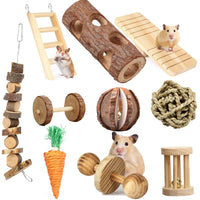Vankcp - 10 piezas de juguetes para masticar hámster de madera natural, juguete para masticar mascotas, cuidado de los dientes, bola molar para animales pequeños, gatos, conejos, ratas, cobayas - BESTMASCOTA.COM