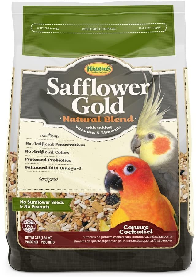 Higgins Safflower Gold Natural Food Mix for Conures & Cockatiels - BESTMASCOTA.COM