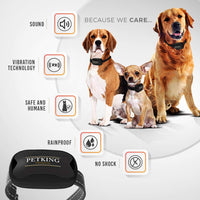 petking – eficaz anti corteza Collar de perro | Seguro & hummane no ladridos de dispositivo de control para detener tamaño pequeño, mediano y grande razas | Sin golpes spray o ayuda | Mejor 2018 anti-ladrido sonido y tecnología de vibración - BESTMASCOTA.COM