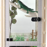 Crapelles Lizard Reptile Terrarium, tanque de reptiles, fácil de montar y limpiar y mover, color blanco y negro, estilo de villa, para tortuga de serpiente anfibio reptil, ventilación, 15.7 x 15.7 x 23.6 pulgadas - BESTMASCOTA.COM