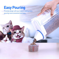 Kytely Airtight Pet Food Storage Container, Small Dog Food Container with Measuring Cup, Cat Food Container with Pour Spout, 4 Seal Buckles Food Dispenser for Regular Food, Dogs, Cats, Birds - BESTMASCOTA.COM