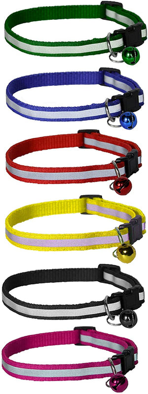 Collar de gato reflectante con campana para mascotas (gatos, perros, animales pequeños) – poliéster duradero por Prime Pet - BESTMASCOTA.COM