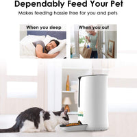 RICHDOG Alimentador automático para gatos, temporizador programable y control de porciones para cada comida, grabadora, enchufe de pared USB y baterías, alimentador automático para gatos para todos los animales pequeños (hasta 4 comidas/día 7 L) - BESTMASCOTA.COM