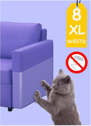 Jxselect - Cinta de entrenamiento antiarañazos para gatos, 8 piezas, XL grande (11,8" x 17"), cinta transparente de doble cara para rascar gatos, alfileres sin cinta de disuasión de gato, protector de muebles... - BESTMASCOTA.COM