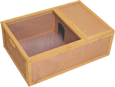 PawHut - Caseta de tortuga de madera de 37.0 in de largo, para interior de animales pequeños, jaula de reptil al aire libre - BESTMASCOTA.COM