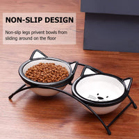 Y YHY Cuencos de cerámica para gatos y mascotas, cuencos de agua o alimentos de 312 ml, platos dobles para gatos, regalo para gatos - BESTMASCOTA.COM