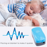 Pawfly ma-60 Silenciosa bomba de aire de acuario para 10 galones con accesoríos, válvula y tubo de retención de aire, 1,8 L/min - BESTMASCOTA.COM