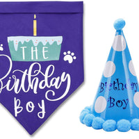 Toozey Dog Birthday Bandana with Birthday Party Hat Comfortable Material - Scarfs Accessories for Small to Large Dogs Cats Pets - BESTMASCOTA.COM