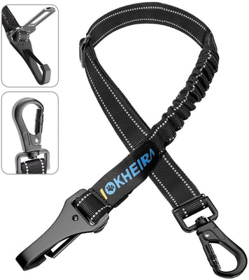 IOKHEIRA Cinturón de seguridad para perro, 3 en 1, ajustable, para mascotas, perros, gatos, coche, cinturón de seguridad de tela de nailon resistente, arnés de cinturón de seguridad para vehículos para viajes y uso diario - BESTMASCOTA.COM