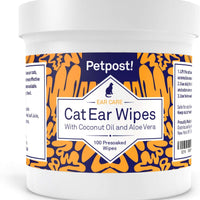 Petpost | Pet Ear Cleaner Wipes for Dogs and Cats - 100 Ultra Soft Cotton Pads in Coconut Oil Solution - Treatment for Irritation - Dog & Cat Ear Mites & Pet Ear Infections - BESTMASCOTA.COM