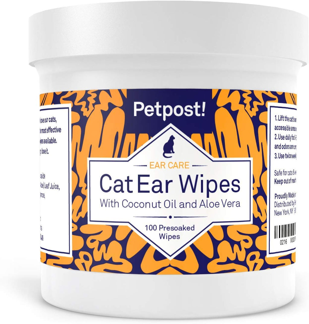 Petpost | Pet Ear Cleaner Wipes for Dogs and Cats - 100 Ultra Soft Cotton Pads in Coconut Oil Solution - Treatment for Irritation - Dog & Cat Ear Mites & Pet Ear Infections - BESTMASCOTA.COM