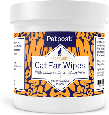 Petpost | Pet Ear Cleaner Wipes for Dogs and Cats - 100 Ultra Soft Cotton Pads in Coconut Oil Solution - Treatment for Irritation - Dog & Cat Ear Mites & Pet Ear Infections - BESTMASCOTA.COM