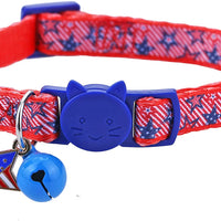 BoomBone Collar de gato patriótico con colgante de campana y bandera americana, collares para cachorros pequeños - BESTMASCOTA.COM