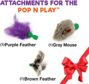 Allstar Innovations Pop N’ Play Interactive Motion Cat Toy, Includes: Electronic Smart Random Moving Feather & Mouse Teaser, Mouse Squeak Sound Optional & Auto Shut Off. Best Cat Toy Ever! - BESTMASCOTA.COM