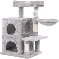BEWISHOME Condominio de árbol para gatos con postes rascadores de sisal, perca de felpa, casas dobles y cesta, muebles de torre para gatos, centro de actividades para gatitos, casa de juegos MMJ06 - BESTMASCOTA.COM