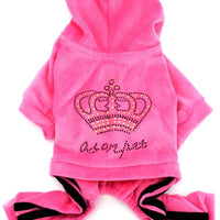 SMALLLEE_Lucky_STOE Pet Clothes Small Dog Cat Velvet Crown Jumpsuit Coat Hooide Pajamas Tracksuit - BESTMASCOTA.COM