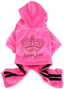 SMALLLEE_Lucky_STOE Pet Clothes Small Dog Cat Velvet Crown Jumpsuit Coat Hooide Pajamas Tracksuit - BESTMASCOTA.COM