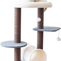 PetPals - Torre para gatos con túnel y bola de juguete, color gris - BESTMASCOTA.COM