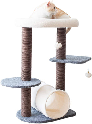 PetPals - Torre para gatos con túnel y bola de juguete, color gris - BESTMASCOTA.COM