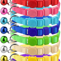 Milliepet - 8 collares de gato rompiendo con campana de nailon colorido ajustable para Kitty - BESTMASCOTA.COM