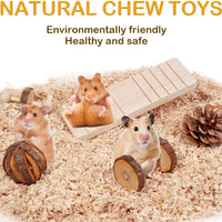 Dono Hamster Chew Toys - Natural Wooden Play Toy Exercise Bell Roller Teeth Care Molar Toy for Guinea Pig Chinchilla Hamster Parrot Bunny Other Small Animals - BESTMASCOTA.COM