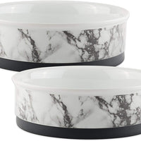 Bone Dry DII - Cuenco redondo de cerámica para comida y agua con borde de silicona antideslizante para perros y gatos - BESTMASCOTA.COM
