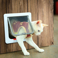 Depets - Puerta con solapa para gatos con 4 vías (tamaño externo 7.5 x 7.5 in), kit de puerta magnética para mascotas, color blanco, resistente a la intemperie, puerta para gatos y perros - BESTMASCOTA.COM